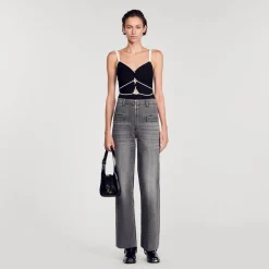 Mulheres Sandro Paris Body De Malha Bicolor