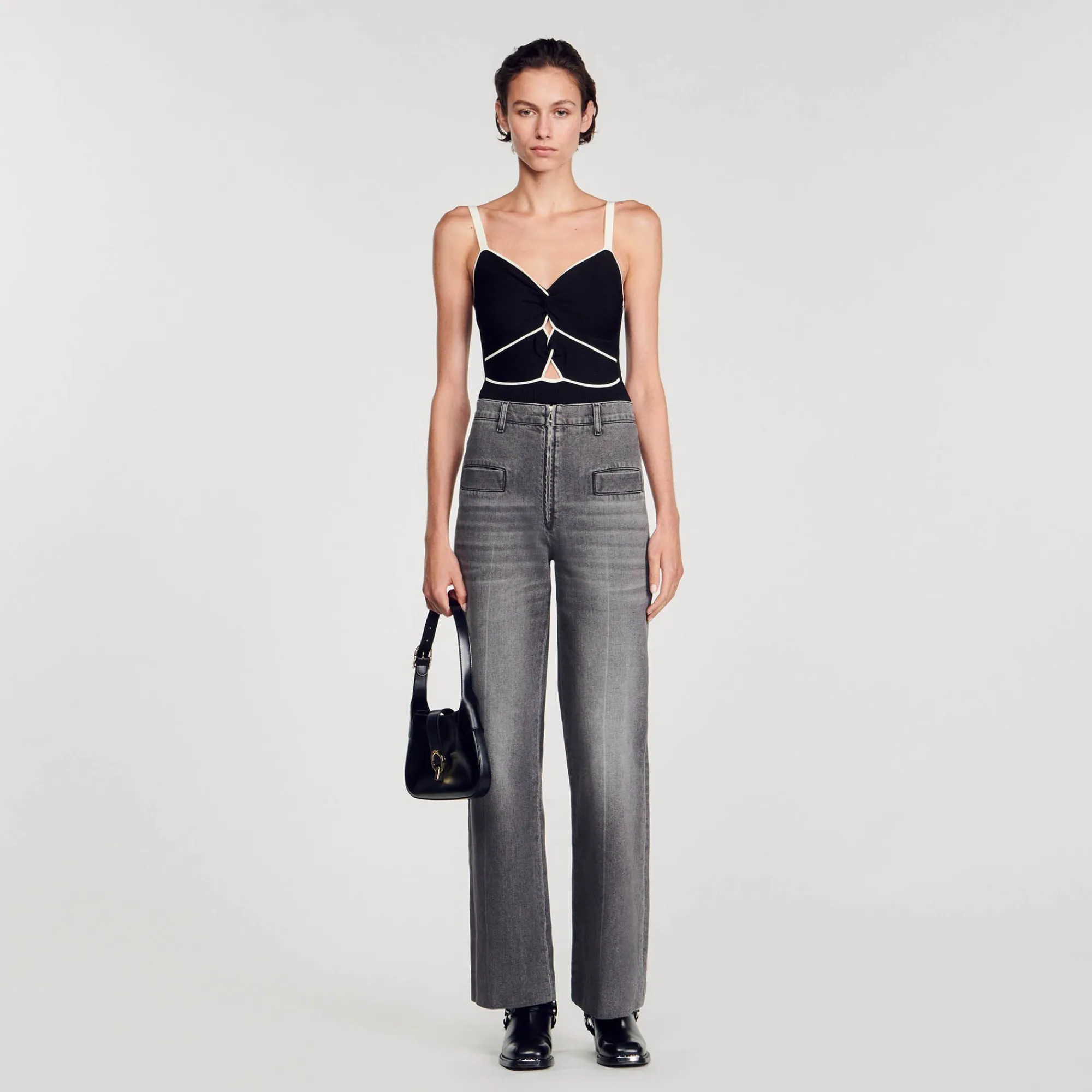 Mulheres Sandro Paris Body De Malha Bicolor