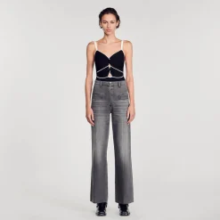 Mulheres Sandro Paris Body De Malha Bicolor