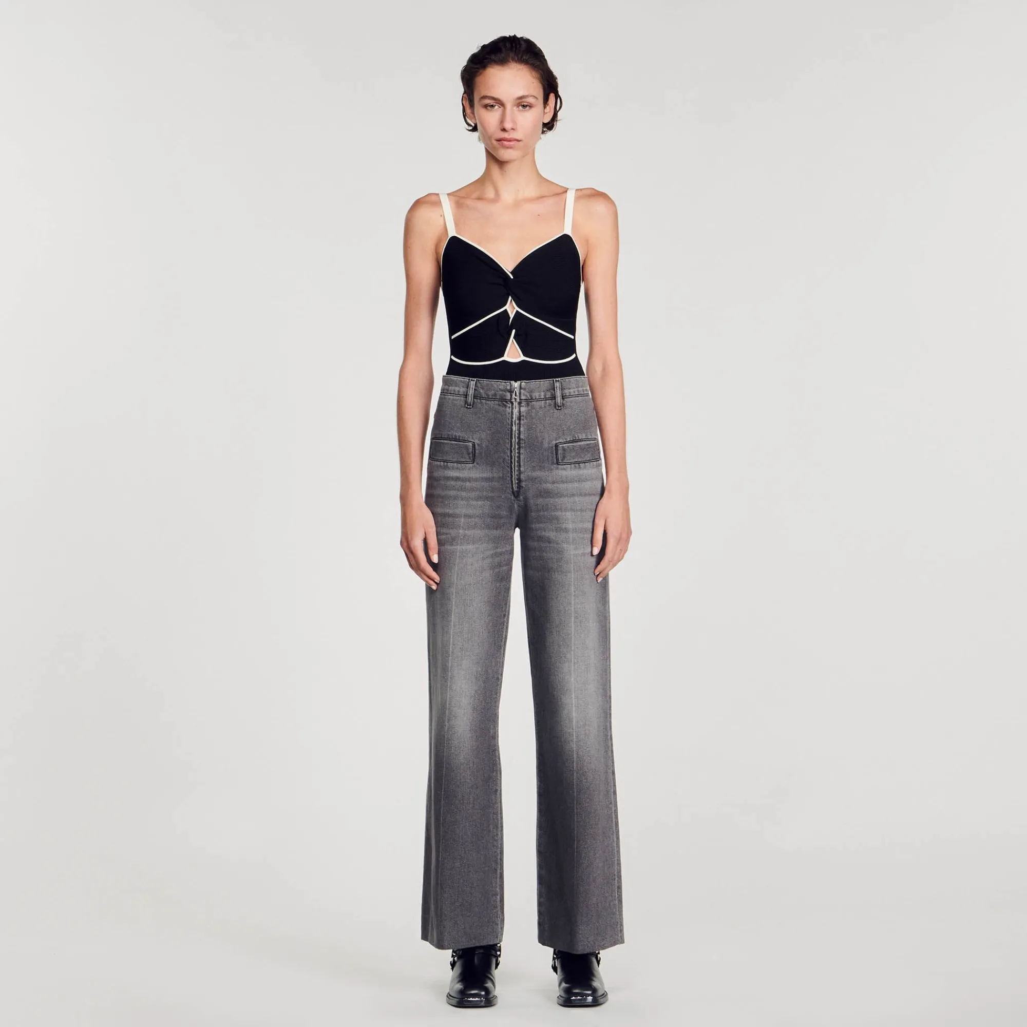 Mulheres Sandro Paris Body De Malha Bicolor