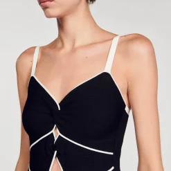 Mulheres Sandro Paris Body De Malha Bicolor