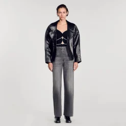 Mulheres Sandro Paris Body De Malha Bicolor