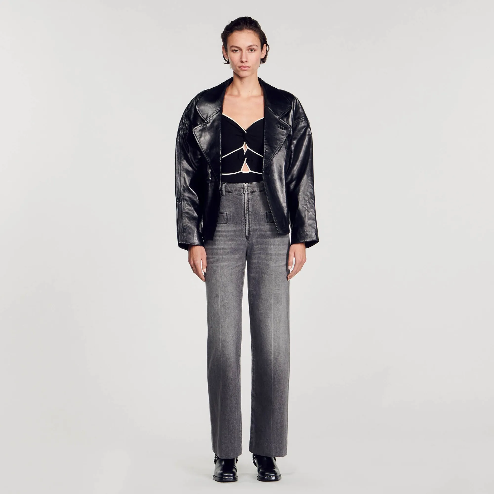 Mulheres Sandro Paris Body De Malha Bicolor