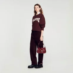 Mulheres Sandro Paris Bolsa Baguete De Couro Certificada