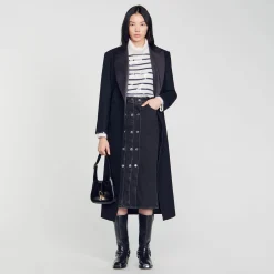 Mulheres Sandro Paris Bolsa Baguete De Couro Certificada