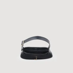 Mulheres Sandro Paris Bolsa Baguete De Couro Certificada