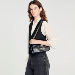 Mulheres Sandro Paris Bolsa Yza Em Couro De Curtume Certificado