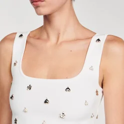 Mulheres Sandro Paris Bralette De Malha Com Pingentes