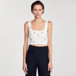 Mulheres Sandro Paris Bralette De Malha Com Pingentes