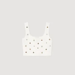 Mulheres Sandro Paris Bralette De Malha Com Pingentes