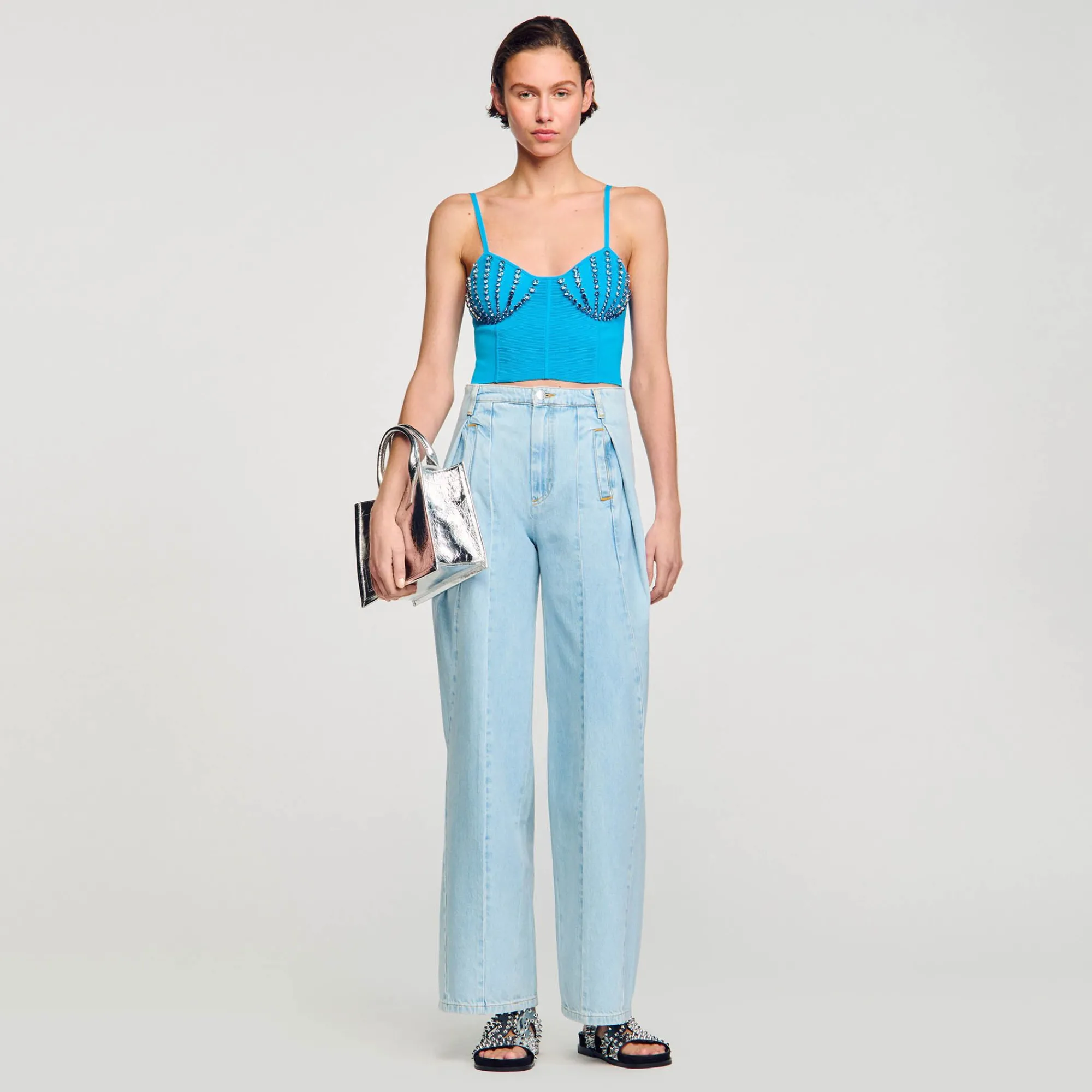 Mulheres Sandro Paris Bustier Com Conchas De Strass