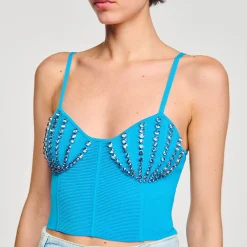 Mulheres Sandro Paris Bustier Com Conchas De Strass