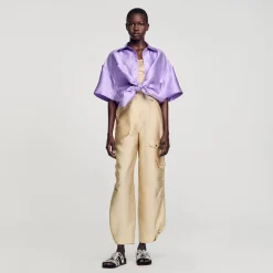 Mulheres Sandro Paris Calça Cargo De Cetim