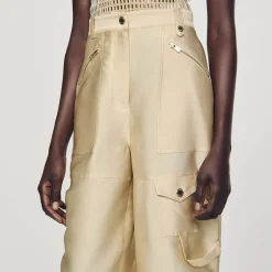 Mulheres Sandro Paris Calça Cargo De Cetim