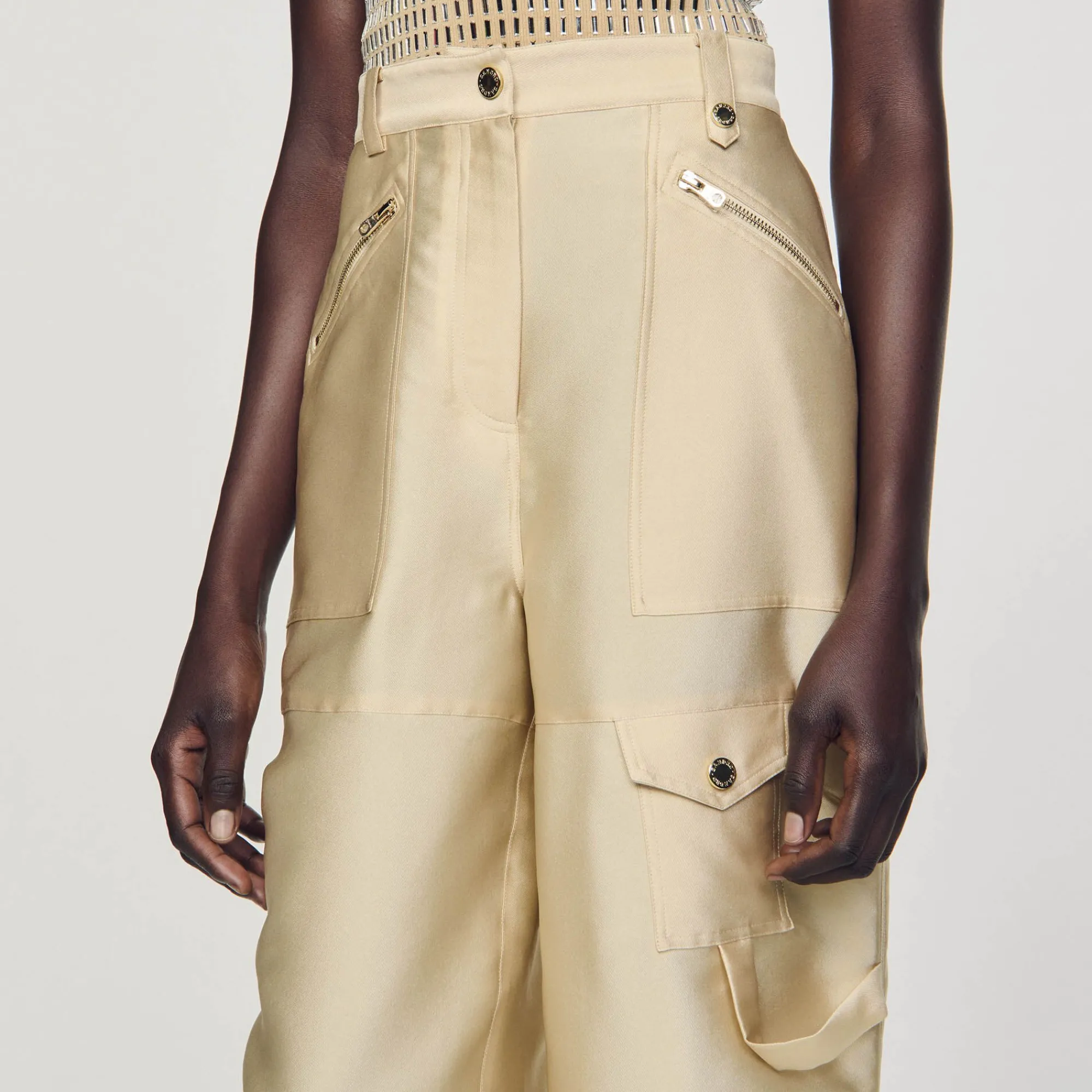 Mulheres Sandro Paris Calça Cargo De Cetim