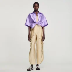 Mulheres Sandro Paris Calça Cargo De Cetim