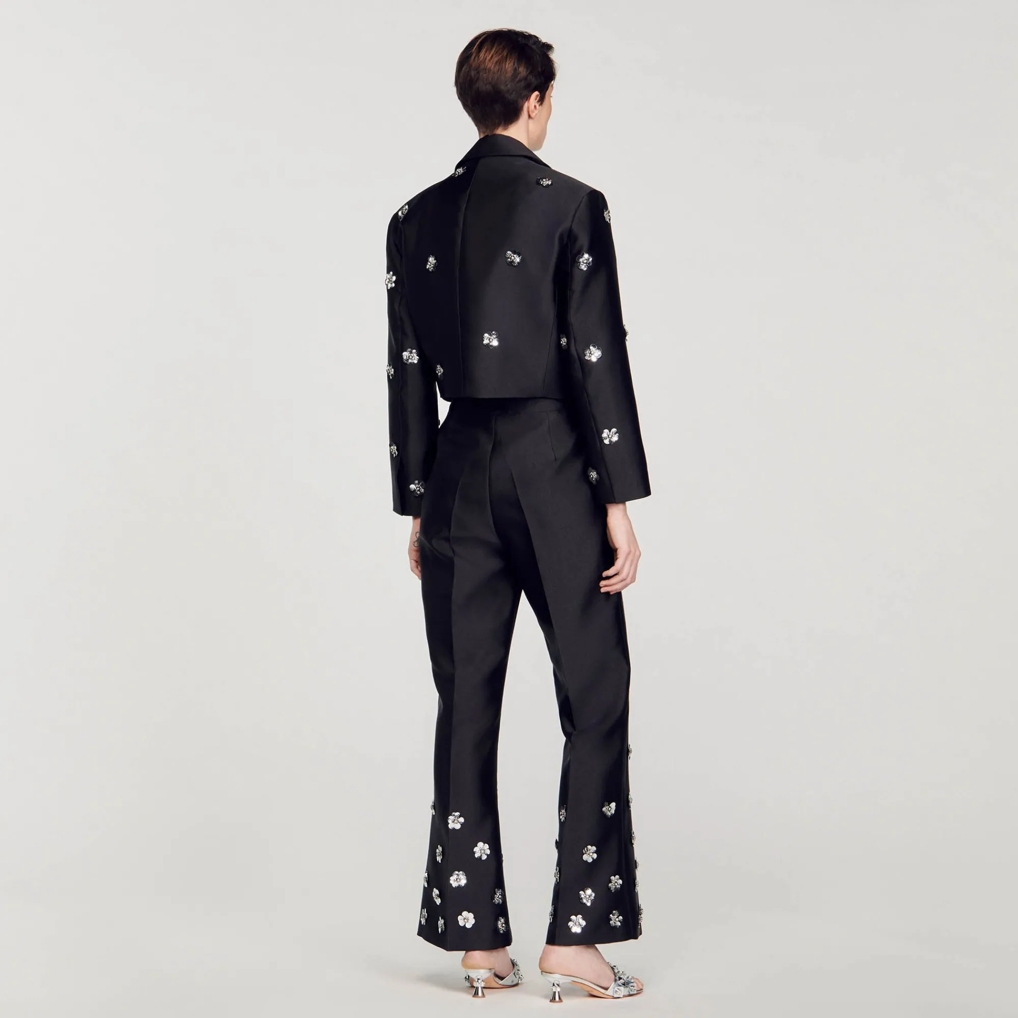 Mulheres Sandro Paris Calça De Cetim Com Lantejoulas