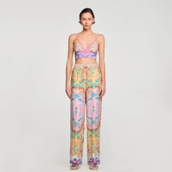 Mulheres Sandro Paris Calça Fluida Estampada