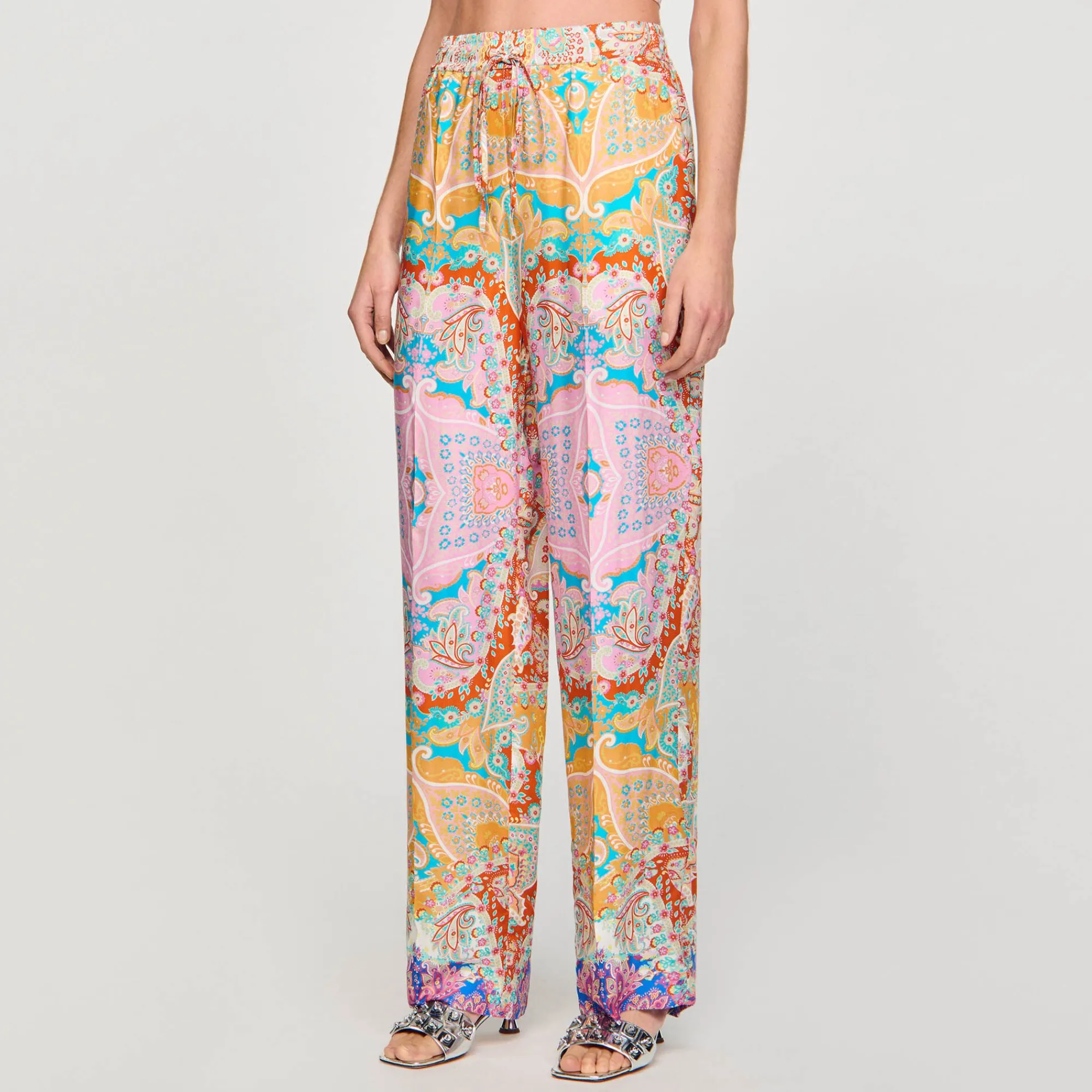 Mulheres Sandro Paris Calça Fluida Estampada