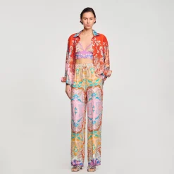 Mulheres Sandro Paris Calça Fluida Estampada