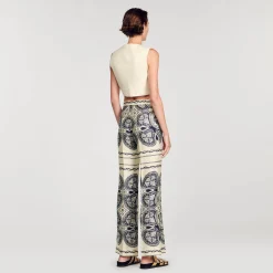 Mulheres Sandro Paris Calça Fluida Estampada