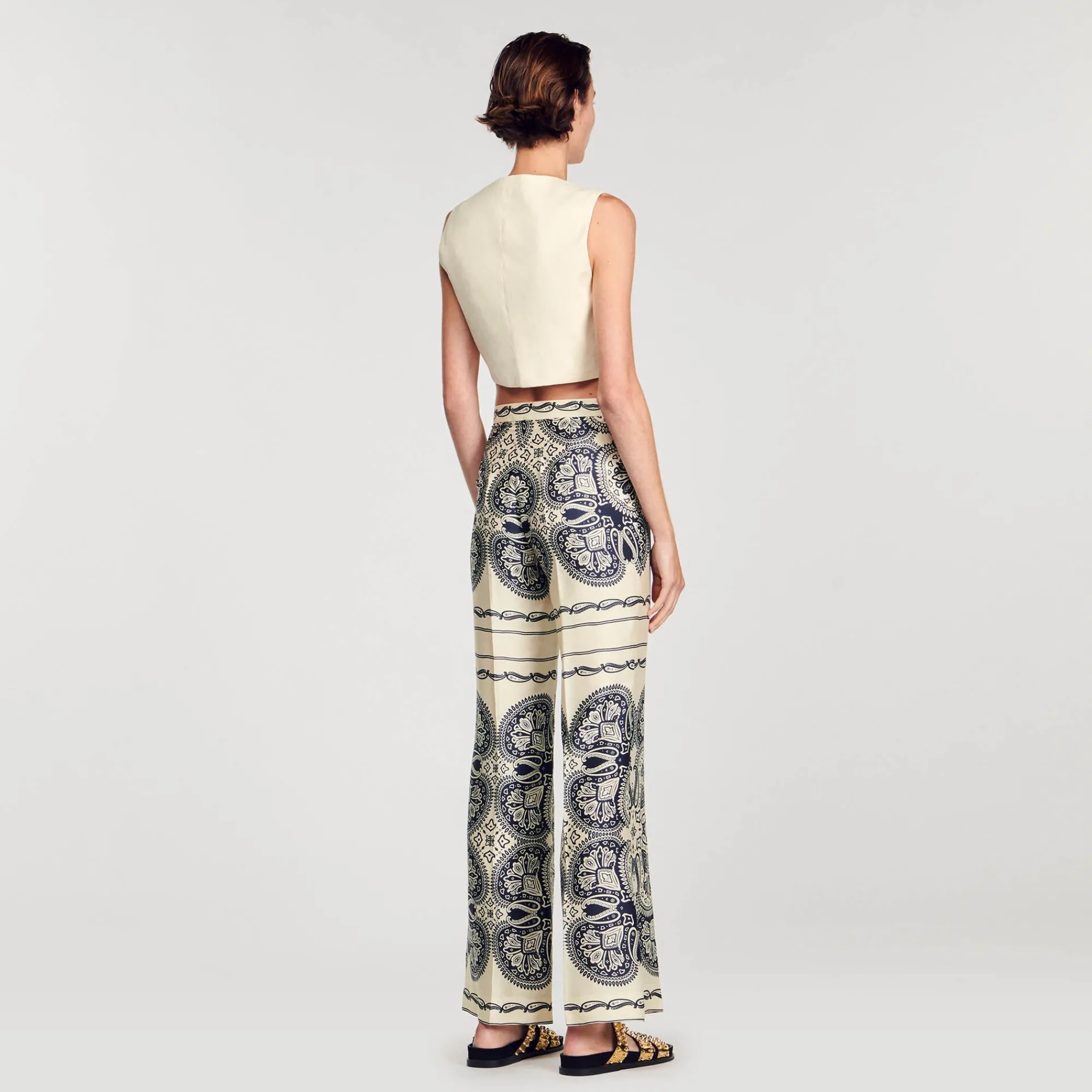 Mulheres Sandro Paris Calça Fluida Estampada