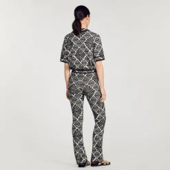 Mulheres Sandro Paris Calça Jacquard Com Flores