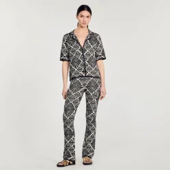 Mulheres Sandro Paris Calça Jacquard Com Flores