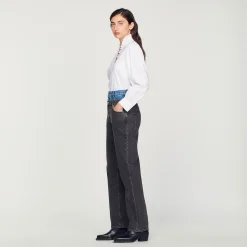 Mulheres Sandro Paris Calça Jeans Cintura Dupla Bicolor