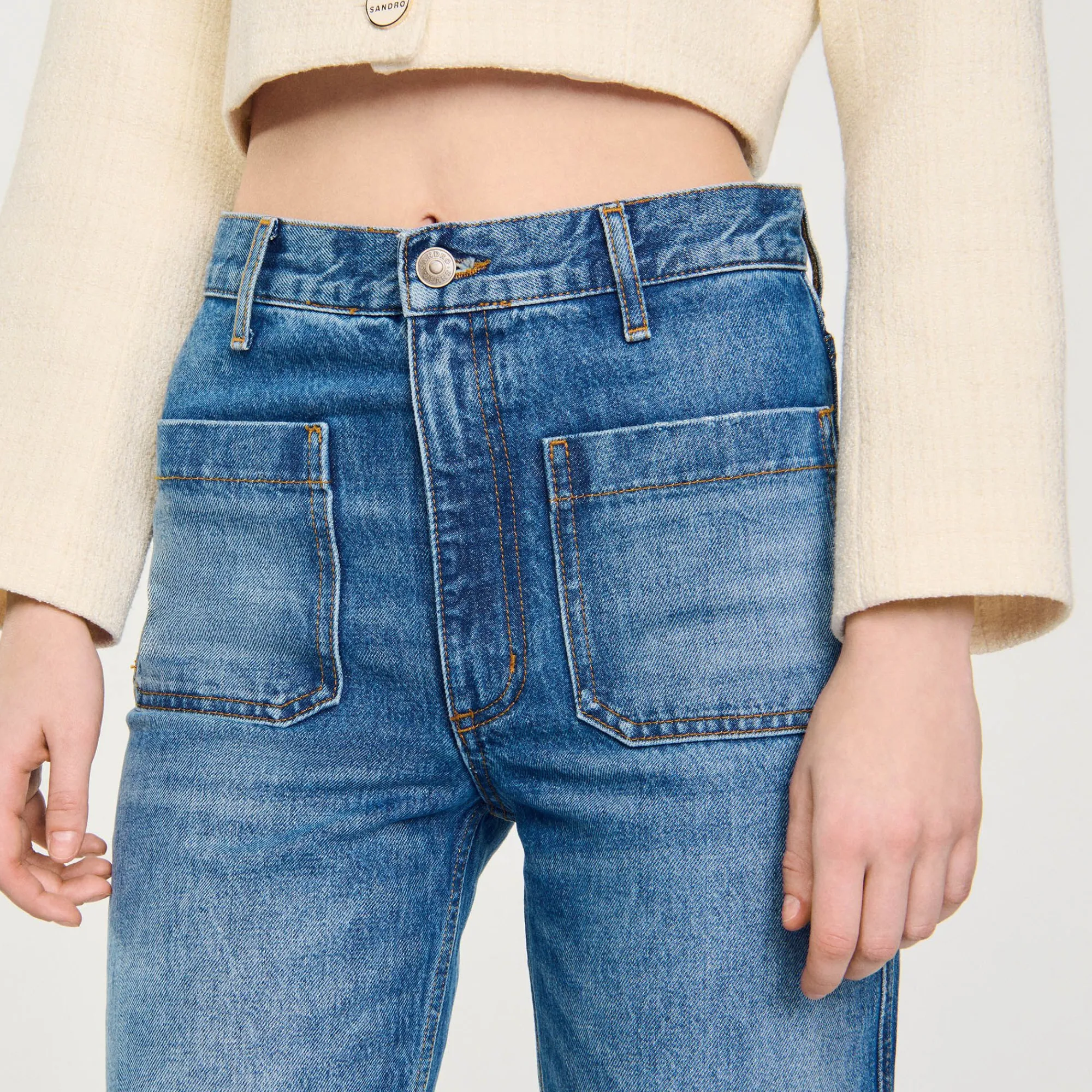 Mulheres Sandro Paris Calça Jeans Desbotada