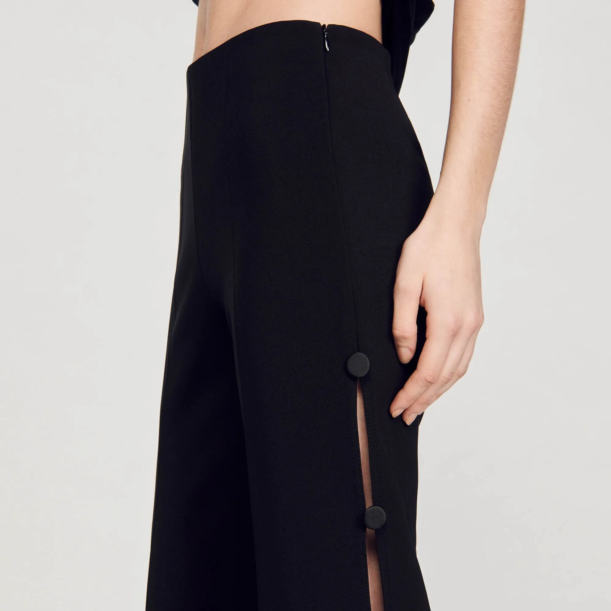 Mulheres Sandro Paris Calça Larga A Ceu Aberto Na Lateral