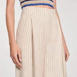 Mulheres Sandro Paris Calça Listrada Fluida E Larga