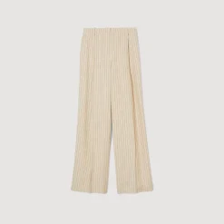 Mulheres Sandro Paris Calça Listrada Fluida E Larga