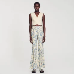 Mulheres Sandro Paris Calças Com Estampa Floral
