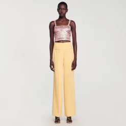 Mulheres Sandro Paris Calças Com Pregas