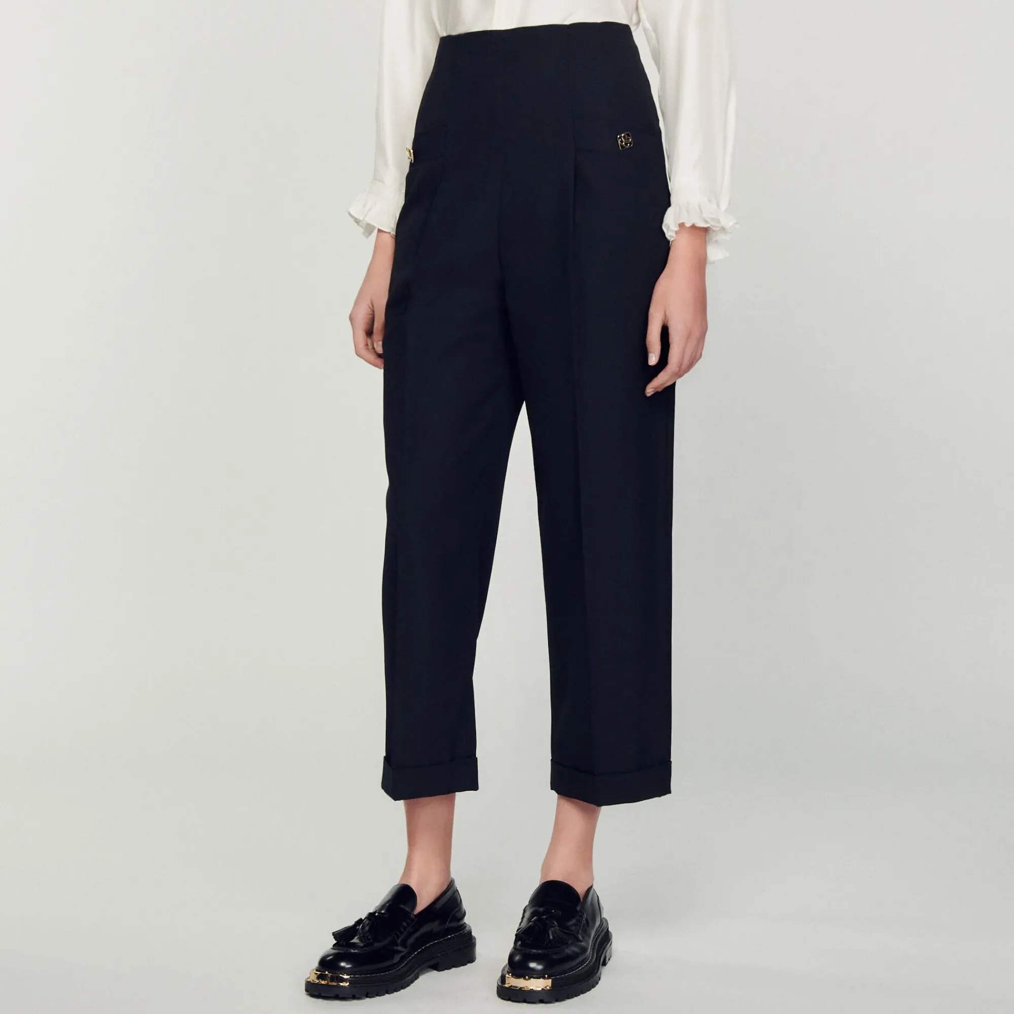 Mulheres Sandro Paris Calças De Cintura Alta