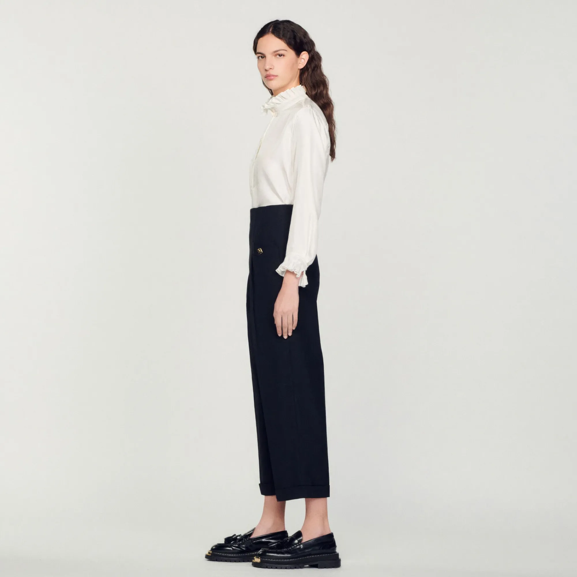 Mulheres Sandro Paris Calças De Cintura Alta