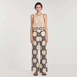 Mulheres Sandro Paris Calças De Malha De Croche