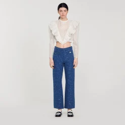 Mulheres Sandro Paris Calças De Malha Extravagantes