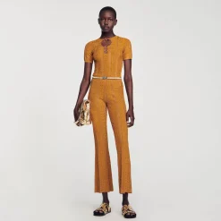 Mulheres Sandro Paris Calças De Malha Metalica