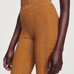 Mulheres Sandro Paris Calças De Malha Metalica