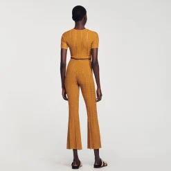 Mulheres Sandro Paris Calças De Malha Metalica