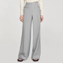 Mulheres Sandro Paris Calças Largas De Cintura Alta