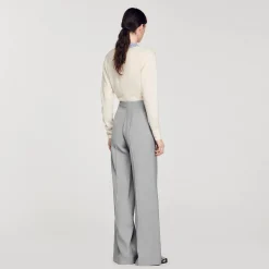 Mulheres Sandro Paris Calças Largas De Cintura Alta