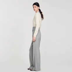 Mulheres Sandro Paris Calças Largas De Cintura Alta