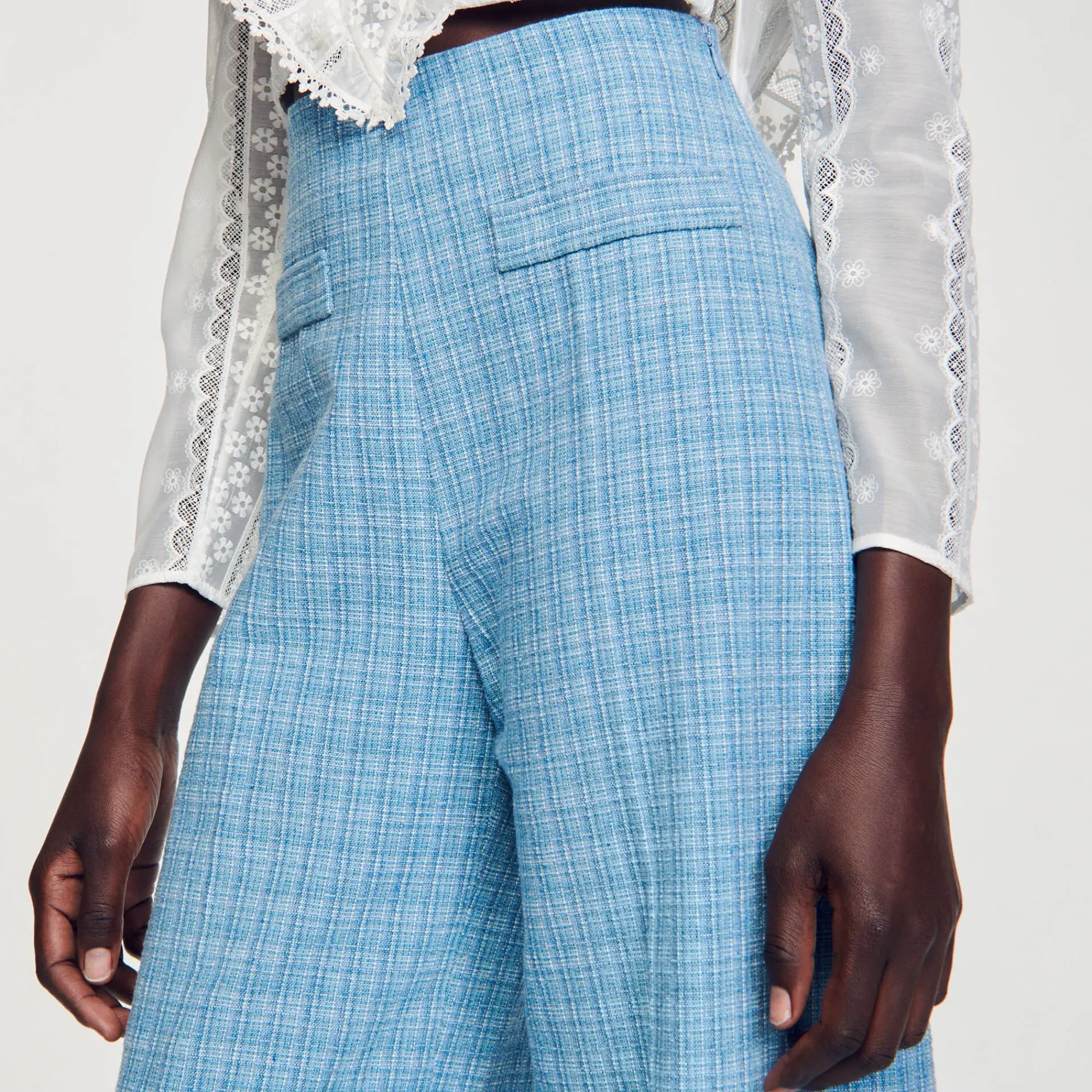 Mulheres Sandro Paris Calças Largas De Tweed