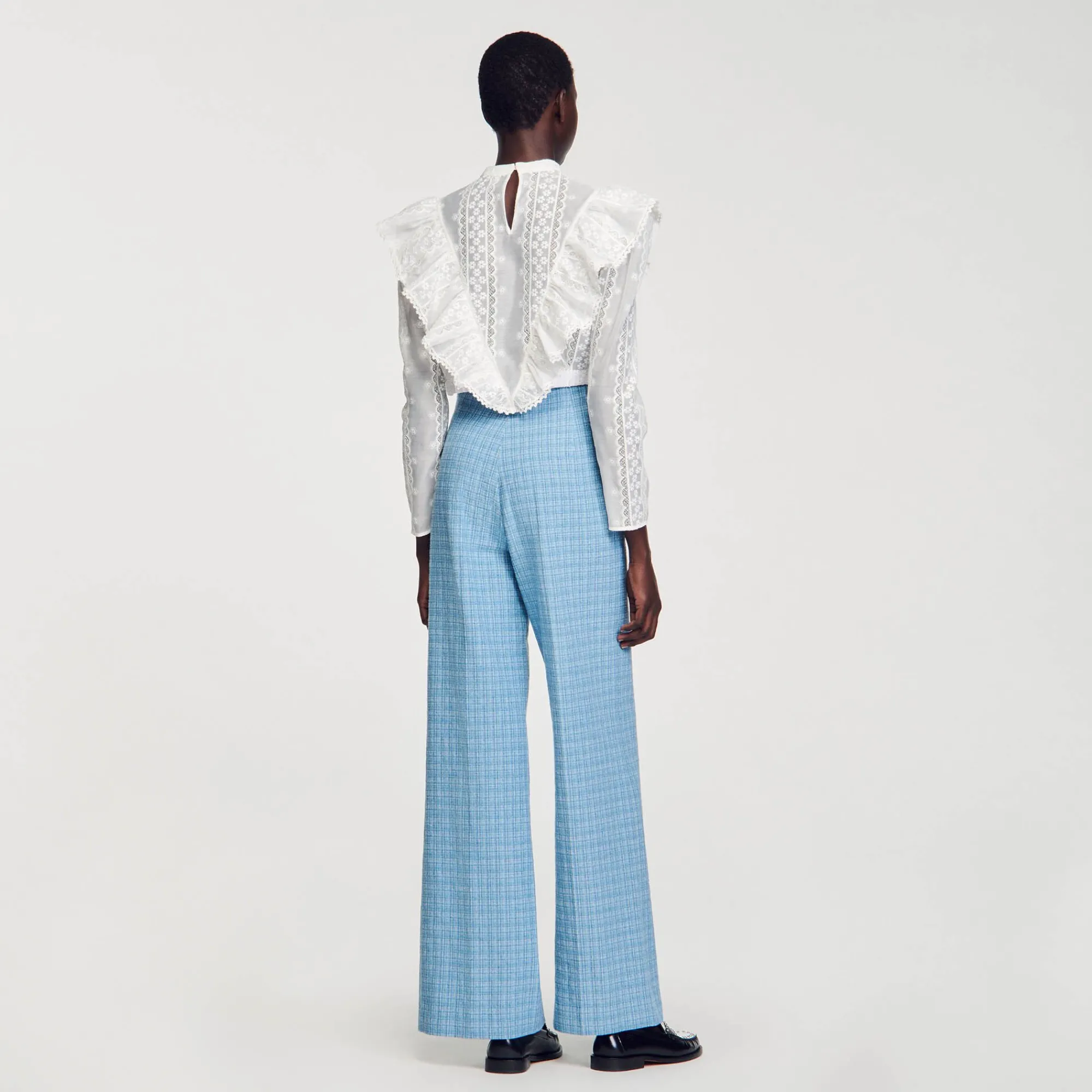 Mulheres Sandro Paris Calças Largas De Tweed