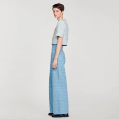 Mulheres Sandro Paris Calças Largas De Tweed