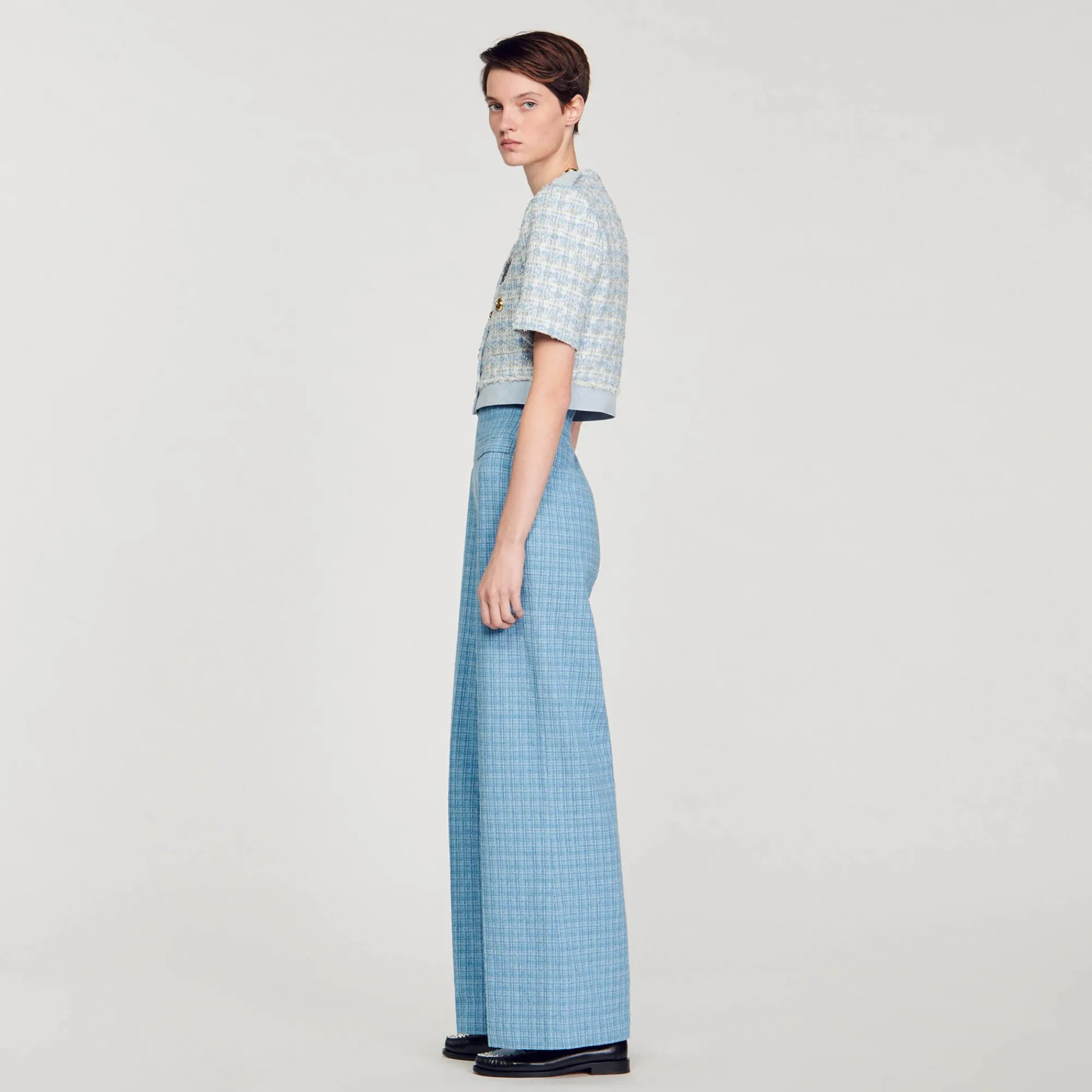 Mulheres Sandro Paris Calças Largas De Tweed