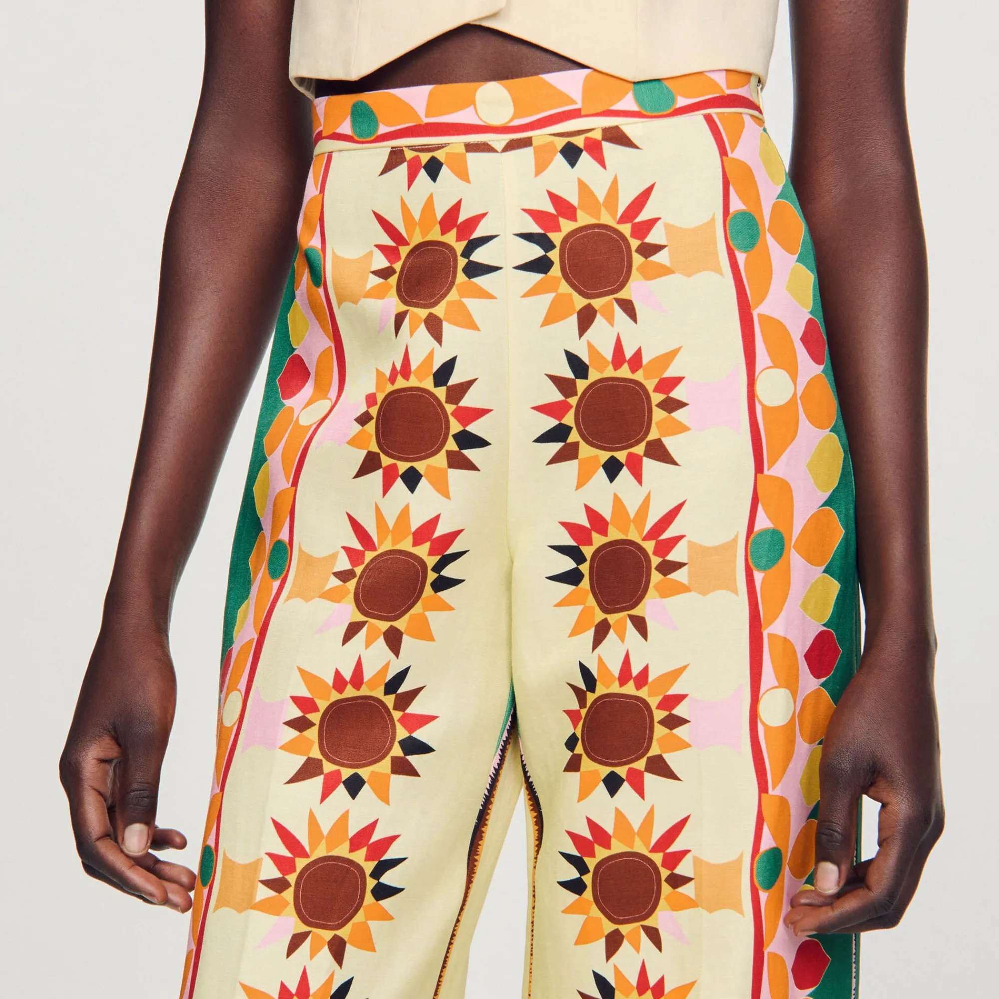 Mulheres Sandro Paris Calças Largas Estampadas